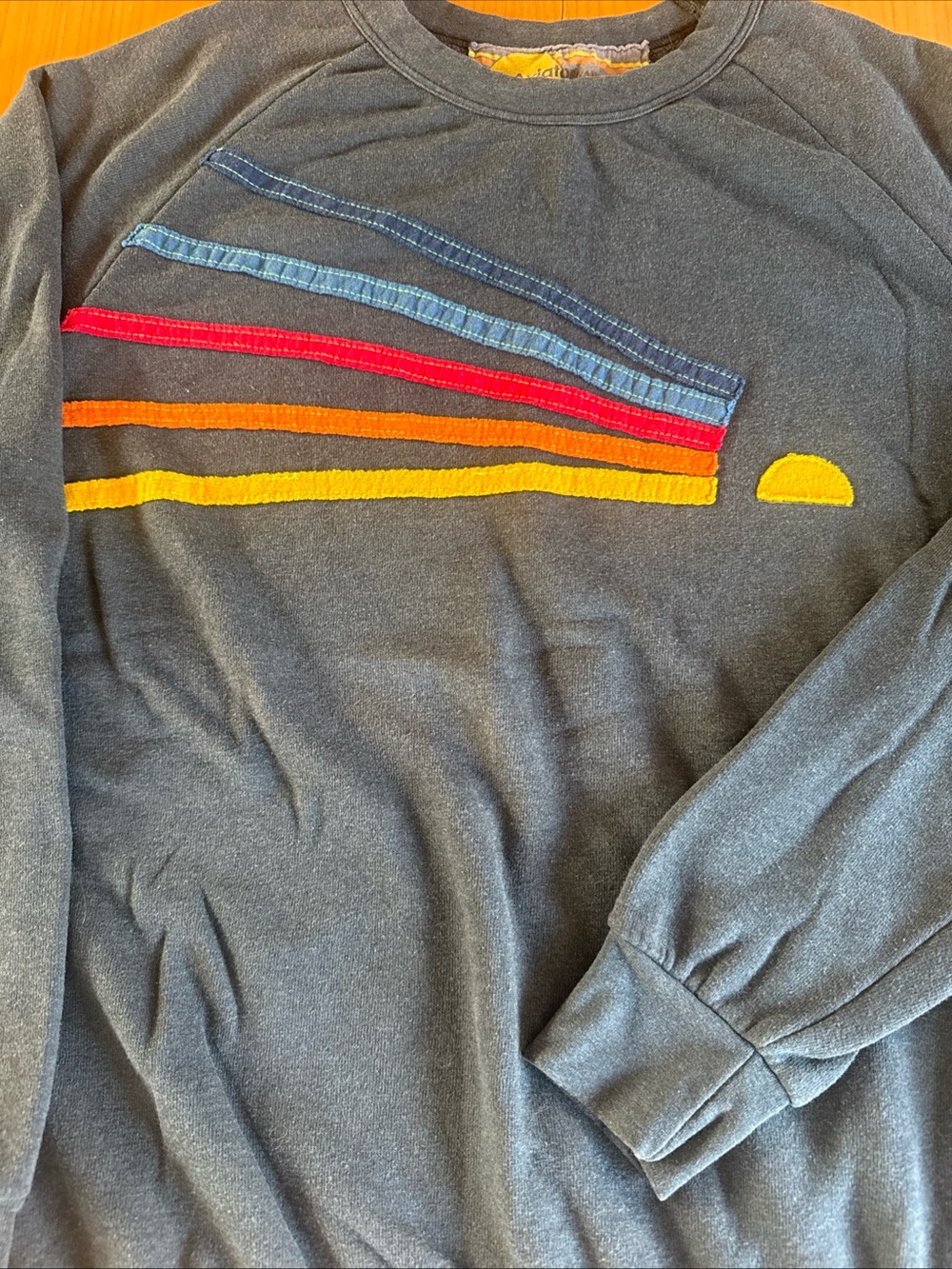 Aviator Nation Stripe Sun Navy Blue Crewneck Sweatshirt - Picture 2 of 11